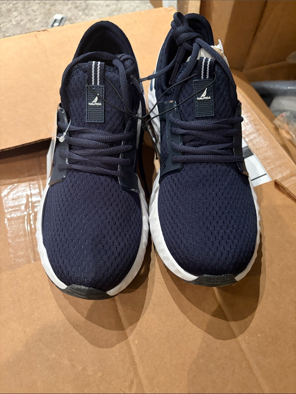 Nautica Men's Navy Mesh Running Sneakers with White Soles